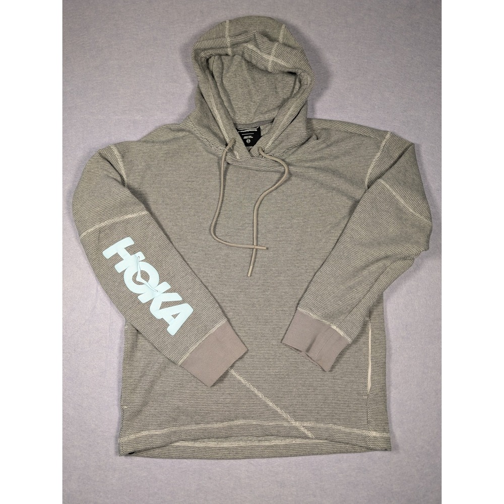 Hoka One One Hoodie Men XS Grey Logo Sleeve U All Day Pullover Excellent